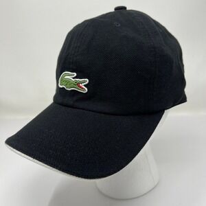 Lacoste Black Baseball Cap Embroidered Green Crocodile‎ Logo Adjustable NWT